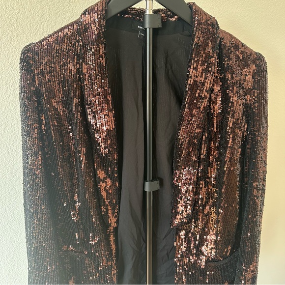 Express Brown Sequined Blazer Small - Picture 3 of 10